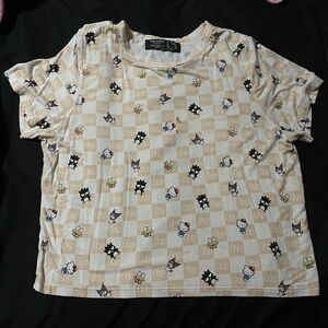 Sanrio Hello Kitty And Friends Cartoon Print Beige T-Shirt